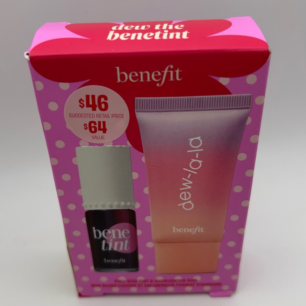 BENEFIT COSMETICS Benetint & Dew La La Liquid Highlighter Gift Set.